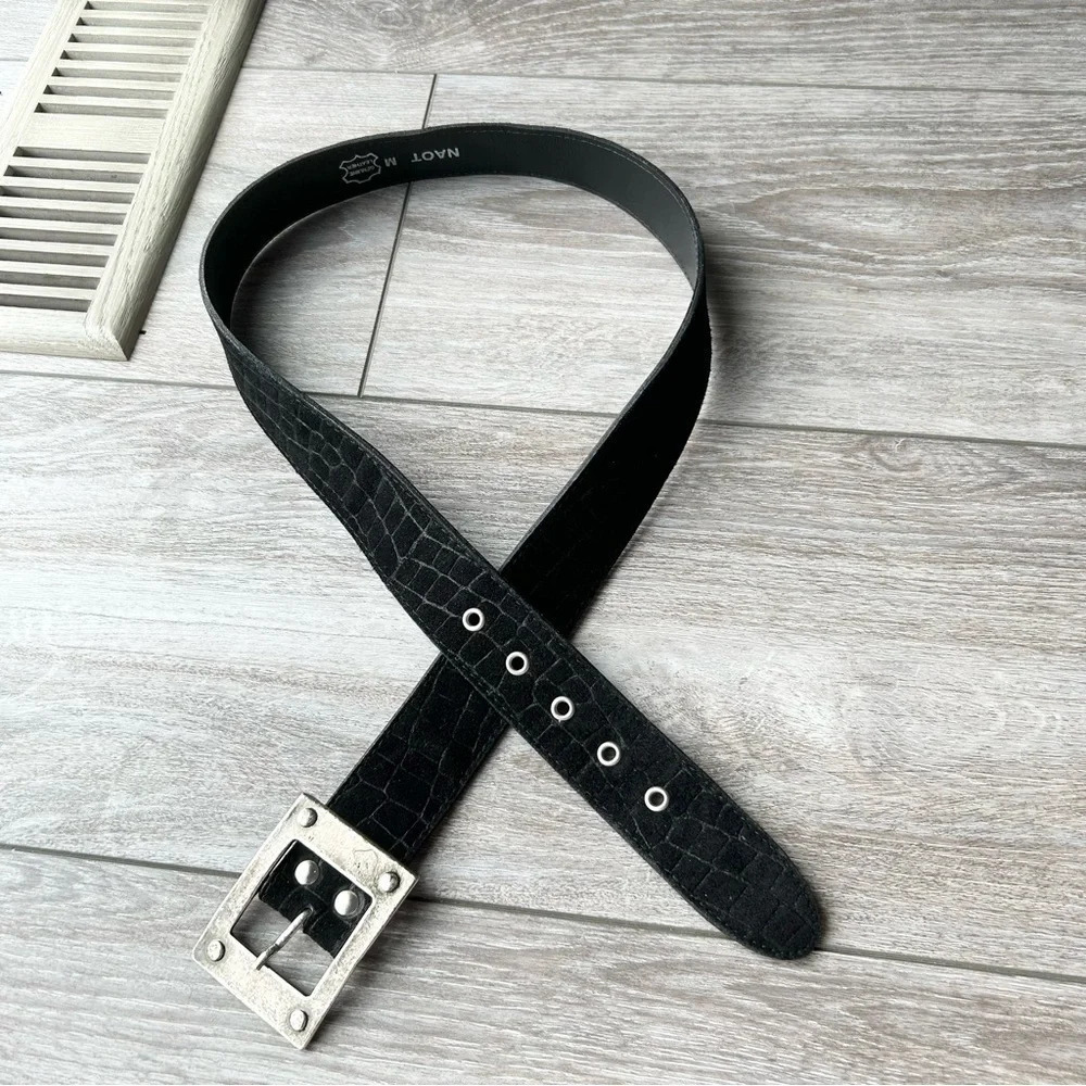 Naot Croc  Embossed Suede Leather Belt